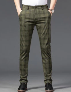 Men's Trousers Chinos Chino Pants Plaid Dress Pants Pocket Plaid Comfort Breathable Outdoor Daily Going Out Fashion Casual Blue Green