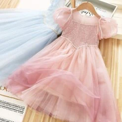 Kids Girls' Dress Solid Color Short Sleeve Outdoor Active Fashion Cotton Above Knee Casual Dress A Line Dress Summer Spring 3-7 Years Pink Blue