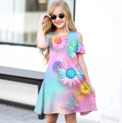 Kids Little Girls' Dress Floral A Line Dress Daily Holiday Vacation Print Green Blue White Above Knee Short Sleeve Casual Cute Sweet Dresses Spring Summer Regular Fit 3-12 Years -Slay Clothing Shop d75d22db 8876 4e9c 8aee 71c895967c33