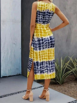 Women's Tank Dress Summer Dress Plaid Tie Dye Print Split Crew Neck Midi Dress Fashion Streetwear Outdoor Daily Sleeveless Regular Fit Yellow Red Blue Summer Spring S M L XL XXL -Slay Clothing Shop d7897a3d eb2f 41f6 b259 cef689c79327