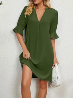 Women's Casual Dress Summer Dress Mini Dress Ruffle Daily Date Going Out Fashion Basic Split Neck Half Sleeve 2023 Loose Fit Black White Wine Color S M L XL XXL Size -Slay Clothing Shop d83dbc11 296b 4c35 bf7f 3becdde6d4a2