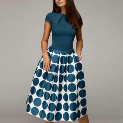 Women's Casual Dress Swing Dress Midi Dress Black Red Blue Short Sleeve Polka Dot Print Summer Spring Crew Neck Classic Party 2023 S M L XL XXL -Slay Clothing Shop d8d01211 a434 4234 b134 5dcdceaf926e