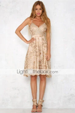 Women's Party Dress Lace Dress Homecoming Dress Cocktail Dress Midi Dress Gold Sleeveless Floral Ruffle Summer Spring Fall V Neck Fashion Evening Party Wedding Guest -Slay Clothing Shop d9eb5b86 4f24 4976 b516 7a915afed1a7