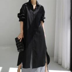 Women's Linen Dress Shirt Dress Casual Dress Maxi Long Dress Winter Dress Daily Holiday Polyester Casual Mature Shirt Collar Button Up Zipper Long Sleeve Summer Spring Loose Fit Pure Color -Slay Clothing Shop db1b3b89 58bc 43a2 9c2f a54e10fe2a16