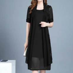 Women's Dress Set Two Piece Dress Chiffon Dress Midi Dress Black Red Royal Blue Short Sleeve Pure Color Lace Summer Spring Crew Neck Stylish 2023 M L XL XXL 3XL 4XL -Slay Clothing Shop db2308bf 2e5a 48a8 bf41 56f98a45025f