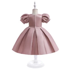 Kids Girls' Party Dress Solid Color Short Sleeve Performance Birthday Zipper Puff Sleeve Adorable Princess Polyester Cotton Blend Knee-length Party Dress Summer Spring Fall 3-10 Years Champagne Pink -Slay Clothing Shop dd3d9277 ed12 4dbe beac a0b4728166b5