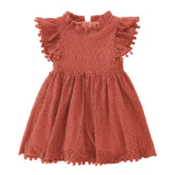 Kids Girls' Dress Party Dress Solid Color Short Sleeve Wedding Special Occasion Birthday Lace Ruffle Elegant Fashion Princess Cotton Lace Knee-length Lace Dress Party Dress A Line Dress Summer Spring -Slay Clothing Shop dd3e0a9f 1183 4d46 95f8 a5a0ec117ce7