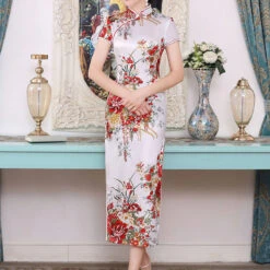 Women's Cheongsam Floral Mandarin Collar Chinoiserie Dress Long Dress Maxi Dress Light Pink Black Blue Short Sleeve Spring Summer Weekend S M L XL XXL 3XL 4XL 5XL 6XL -Slay Clothing Shop ddf10de3 a55f 489e 8e1b e2682597382e
