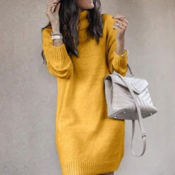 Women's Sweater Dress Winter Dress Shift Dress Mini Dress Pink Yellow Khaki Navy Blue Gray White Long Sleeve Pure Color Knit Winter Fall Turtleneck Stylish Mature 2022 S M L XL XXL 3XL -Slay Clothing Shop de30e2b3 034e 4b8c b5b8 2631b007b0dc