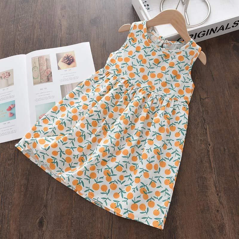Kids Girls' Dress Animal Cartoon Sleeveless Casual Casual Sweet Cotton Above Knee Casual Dress A Line Dress Floral Dress Summer Spring 2-8 Years Small Orange Avocado Small Floral 4 Kids Girls' Dress Animal Cartoon Sleeveless Casual Casual Sweet Cotton Above Knee Casual Dress A Line Dress Floral Dress Summer Spring 2-8 Years Small Orange Avocado Small Floral - Image 4