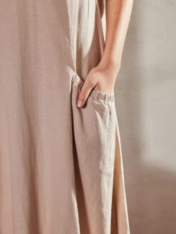 Women's Cotton Linen Maxi Dress Swing Crew Neck Short Sleeve Pockets Summer Spring Loose Fit Plain Pink Sky Blue Khaki -Slay Clothing Shop de628fd0 de4f 4856 b52b 1d639b6c4222