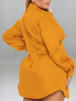 Women's Plus Size Casual Dress Shirt Dress Sheath Dress Solid Color Mini Dress Long Sleeve Button V Neck Basic Outdoor Black Yellow Fall Spring XL XXL 3XL 4XL 5XL -Slay Clothing Shop de82f771 ee92 489c 82e4 2242d91a4a32