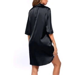 Women's Pajamas Nightgown Dress Black Dress Pjs Pure Color Fashion Simple Comfort Party Home Bed Satin V Wire Half Sleeve Summer Spring Black White -Slay Clothing Shop df02ab11 5e12 4d6c b6c0 d0171e56e0ff
