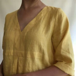 Women's Casual Dress Cotton Linen Dress Shift Dress Mini Dress Cotton Blend Basic Classic Outdoor Daily Vacation V Neck Ruched Rolled Cuff Half Sleeve Summer Spring Linen Loose Fit Black Yellow Wine -Slay Clothing Shop df8361ed ebdf 49d6 8b40 22bdf4dafde2