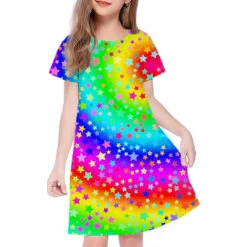 Kids Little Girls' Dress Princess Party Color Graphic Patterned A Line Dress Daily Holiday Vacation Print Pink Gold Short Sleeve Casual Cute Sweet Dresses Spring Summer Regular Fit 3-12 Years -Slay Clothing Shop dfa842d5 5915 40ce bc02 a3475d2c4908