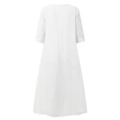Women's Cotton Linen Dress Casual Dress Midi Dress Cotton Casual Mature Outdoor Daily Vacation V Neck Ruched Pocket Half Sleeve Summer Spring Fall 2023 Loose Fit White Blue Green Plain S M L XL 2XL -Slay Clothing Shop e144997d 6bc9 4ed2 9b39 c1dc27f5aefa