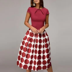 Women's Casual Dress Swing Dress Midi Dress Black Red Blue Short Sleeve Polka Dot Print Summer Spring Crew Neck Classic Party 2023 S M L XL XXL -Slay Clothing Shop e30e0e07 de4e 44cf b6a0 3eb143f895d3