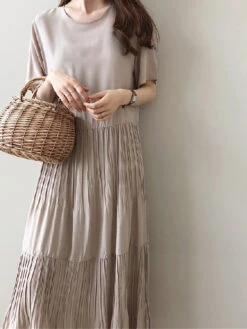 Women's Casual Dress Cotton Linen Dress Swing Dress Maxi Long Dress Cotton Blend Basic Casual Outdoor Daily Vacation Crew Neck Pocket Short Sleeve Summer Spring 2023 Loose Fit Black Navy Blue Sky Blue -Slay Clothing Shop e3623437 40c1 4e90 bfe6 92cdee11e107