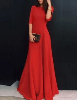 Women's Party Dress New Year's Eve Dress Swing Dress Long Dress Maxi Dress 3/4 Length Sleeve Crew Neck Elegant Formal Party Fall Spring Summer
