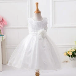 Kids Girls' Dress Flower Sleeveless Wedding Party Sequins Sweet Cotton Polyester Floral Embroidery Dress Tulle Dress Flower Girl's Dress Beige Black White -Slay Clothing Shop e5adea21 efda 484d 8057 63f0eb893979