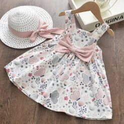 Kids Toddler Little Girls' Dress Plants Flower Birthday Bow Print Pink Knee-length Sleeveless Sweet Dresses Thanksgiving Summer Regular Fit 2-6 Years