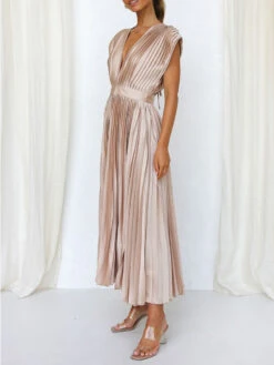 Women's Prom Dress Party Dress Wedding Guest Dress Long Dress Maxi Dress Black Pink Wine Short Sleeve Pure Color Pleated Summer Spring Fall V Neck Fashion Evening Party Wedding Guest Vacation Loose -Slay Clothing Shop e642de08 49bf 4a44 9ed3 8c3c1a9025e8