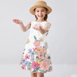 Girls' 3D Graphic Butterfly Dress Sleeveless 3D Print Summer Spring Sports & Outdoor Daily Holiday Cute Casual Sweet Kids 3-12 Years Casual Dress A Line Dress Tank Dress Above Knee Polyester Regular