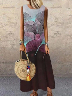 Women's Casual Dress Shift Dress Long Dress Maxi Dress Blue Purple Green Sleeveless Floral Print Summer Spring Crew Neck Casual Regular Fit 2023 S M L XL XXL 3XL -Slay Clothing Shop e6b5a157 11a2 4fac 9e8e 55ade2a955a2