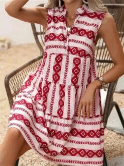 Women's Tank Dress Summer Dress Geometric Stripe Print V Neck Mini Dress Fashion Modern Daily Holiday Sleeveless Loose Fit Black White Red Summer Spring S M L XL XXL -Slay Clothing Shop e83672b7 7049 4901 8b77 458ce7fb0f08