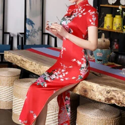 Women's Cheongsam Floral Mandarin Collar Chinoiserie Dress Long Dress Maxi Dress Light Pink Black Blue Short Sleeve Spring Summer Weekend S M L XL XXL 3XL 4XL 5XL 6XL -Slay Clothing Shop e84bd5ea 3068 4246 b279 98ac51fbf313