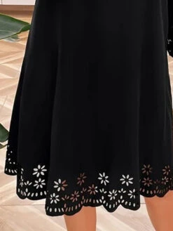 Women's Plus Size Casual Dress Black Dress Solid Color Midi Dress 3/4 Length Sleeve Cut Out Crew Neck Fashion Outdoor Black Summer Spring L XL XXL 3XL 4XL -Slay Clothing Shop e8f24d0e c1b0 4601 9df0 8e29f8550289