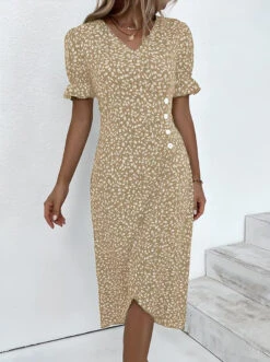 Women's Wrap Dress Floral Ditsy Floral Button Print V Neck Midi Dress Classic Daily Vacation Short Sleeve Summer Spring -Slay Clothing Shop e96ab358 7a26 43c5 b0b1 53673664bee6