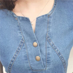 Women's Denim Dress Denim Shirt Dress Midi Dress Cotton Denim Stylish Modern Outdoor Daily Date Split Neck Button Short Sleeve Summer Spring 2023 Regular Fit Dark Blue Light Blue Pure Color S M L XL -Slay Clothing Shop e9c0df74 33d1 4374 9853 6fe98579a8ce