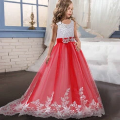 Kids Little Girls' Dress Lace Floral Princess Party Formal Evening Wedding Pageant Embroidery Bow White Purple Red Tulle Maxi Sleeveless Elegant Vintage Ball Gown Dresses Fit 4-13 Years -Slay Clothing Shop eaa03db0 5283 46ce 9811 368dff892e55
