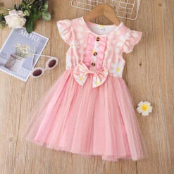 Kids Girls' Floral Dress Floral Flower Short Sleeve Casual Fashion Daily Cotton Above Knee Casual Dress A Line Dress Summer Spring 0-5 Years Champagne Yellow Pink -Slay Clothing Shop eb2dd69a 0bc6 4b5a a432 1871be642991