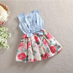 Kids Girls' Dress Floral Sundress Daily Holiday Bow White Red Sleeveless Active Cute Dresses Summer Regular Fit 2-12 Years