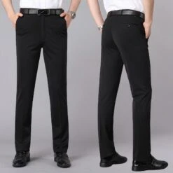Men's Dress Pants Trousers Pocket Straight Leg Solid Colored Comfort Wedding Office Business Streetwear Casual Black Deep Blue Micro-elastic -Slay Clothing Shop ec1b6300 e9a0 417e 82b6 805582eb120a