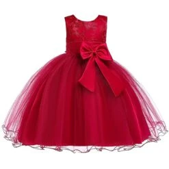 Kids Girls' Dress Solid Colored Flower Tulle Dress Wedding Party Layered Tulle Mesh Blue Red Fuchsia Knee-length Sleeveless Cute Dresses Summer 2-12 Years / Lace / Bow