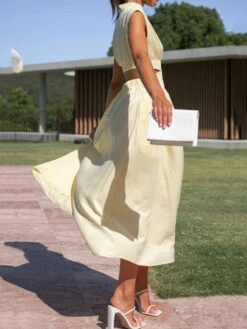 Women's Prom Dress Party Dress Wedding Guest Dress Long Dress Maxi Dress Black Yellow Red Sleeveless Pure Color Pleated Summer Spring Fall Stand Collar Fashion Evening Party Wedding Guest Vacation -Slay Clothing Shop eebf1971 fe87 4771 a2cf 350015a6867b
