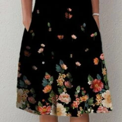 Women's Casual Dress Shift Dress Midi Dress Black Short Sleeve Floral Ruched Summer Spring Crew Neck Fashion Vacation Summer Dress Spring Dress 2023 S M L XL XXL 3XL -Slay Clothing Shop eff12140 7d99 4c6f bcb3 f965898f4fff