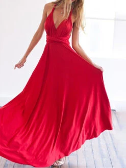 Women's Prom Dress Party Dress New Year's Eve Dress Swing Dress Long Dress Maxi Dress Black Red Green Sleeveless Backless Summer Spring Halter