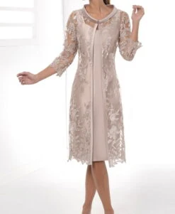 Women‘s Dress Set Two Piece Dress Sheath Dress Midi Dress Khaki 3/4 Length Sleeve Floral Lace Summer Spring Fall V Neck Fashion Party Wedding Guest 2023 S M L XL 2XL 3XL 4XL Pink As Picture