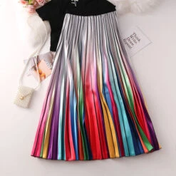Women's Skirt & Dress Swing Long Skirt Midi Cotton Blend White And Red Red Blue Orange Skirts Summer Print Pleated Without Lining Retro Vintage Summer Party Evening Ceremony One-Size