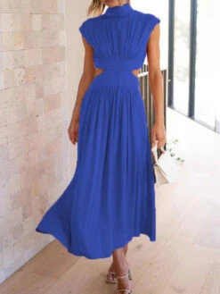 Women's Prom Dress Party Dress Wedding Guest Dress Long Dress Maxi Dress Black Yellow Red Sleeveless Pure Color Pleated Summer Spring Fall Stand Collar Fashion Evening Party Wedding Guest Vacation -Slay Clothing Shop f3e289b1 b438 41cd 8d90 82ec5e80c6b8