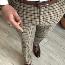 Men's Skinny Trousers Chinos Jogger Pants Plaid Dress Pants Pocket Lattice Breathable Soft Business Casual Daily Fashion Streetwear Yellow Red -Slay Clothing Shop f44e8404 f52a 47d1 b3b8 7c4e8d000646