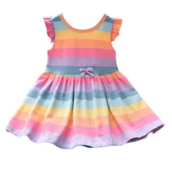 Kids Girls' Dress Striped Sleeveless School Vacation Print Beautiful Sweet Cotton Knee-length A Line Dress Summer Spring 2-8 Years Blue Green -Slay Clothing Shop f72ccb23 d658 4dad b805 d2f3cbad40c2
