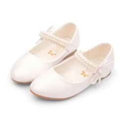 Girls' Flats Daily Dress Shoes Comfort Mary Jane Faux Fur PU Big Kids(7years +) Little Kids(4-7ys) Toddler(9m-4ys) School Wedding Party Walking Shoes Bowknot Pearl Braided Strap White Pink Fall