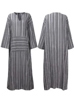 Women's Cotton Linen Maxi Tartan Dress Casual Split Neck Rolled Cuff Long Sleeve Spring Summer -Slay Clothing Shop f7ede8b1 03c3 419c 82c8 33d6a44115d1