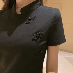 Women's Casual Dress Cheongsam Dress Mini Dress Black Green Short Sleeve Pure Color Split Summer Spring Stand Collar Elegant 2023 S M L XL XXL -Slay Clothing Shop f7f8ee9c 2c56 42a0 ae9c e480cd51a6da