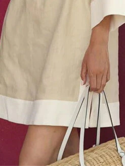 Women's Cotton Linen Blend Shirt Dress Casual Dress Mini Dress 3/4 Sleeve Button Pocket Casual Office Summer -Slay Clothing Shop f8b693ab bef0 4145 9600 9e44c233f444